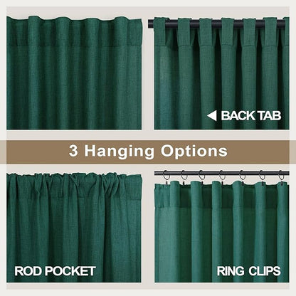 Pitalk Dark Green Curtains 63 Inch Length - Image 5