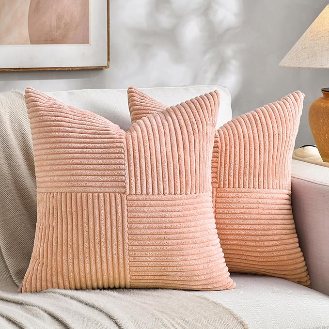 Fancy Homi 2 Packs Peach Euro Decorative Throw Pillow Covers 26x26 Inch by Fancy+Homi