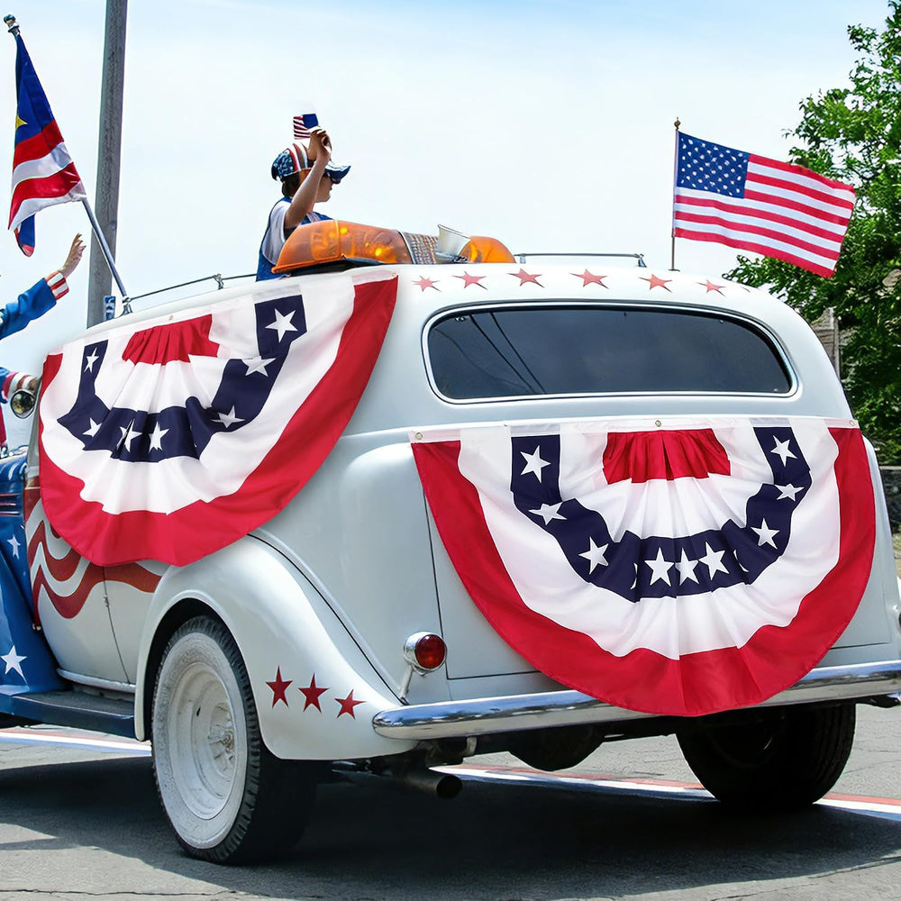 3 Pack 2.5x5 FT USA Bunting Flags Outdoor, American Pleated Fan Flag, 4th of ...