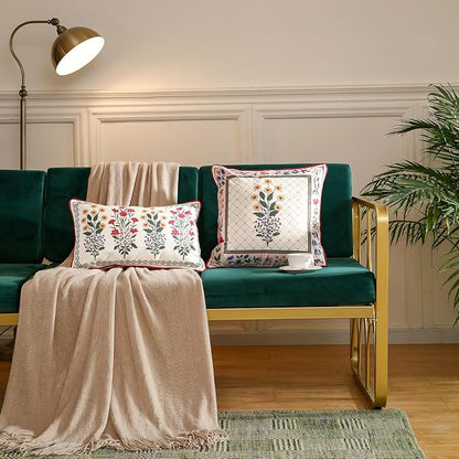 ISAENNE Design Rectangle Square Vintage Floral Throw Pillow Covers Set of 3 - Image 7
