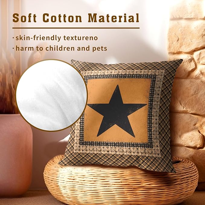Western Throw Pillow Covers 22x22 Inch Set of 2 Brown Texas Star Decorative - Image 5
