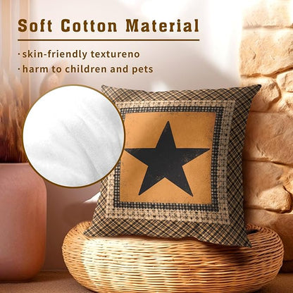 Western Throw Pillow Covers 22x22 Inch Set of 2 Brown Texas Star Decorative - Image 5
