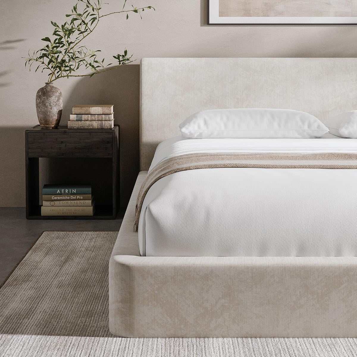 recci airframe full upholstered bed frame with ergonomic, package contents
