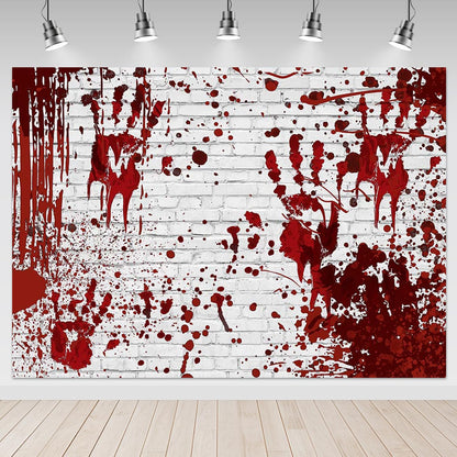 Mocsicka 10x8ft Halloween Backdrop Bloody Horror Scary Handprint Bloodstain Splashes of Blood Halloween Party Decorations Banner Photo Booth Props