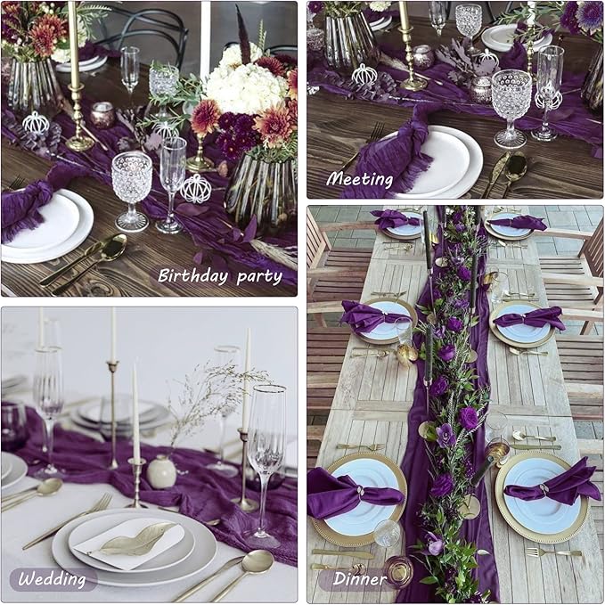 12 Pack 13Ft Cheesecloth Table Runner 35x157 Inch Boho Gauze Table Runner - Image 6