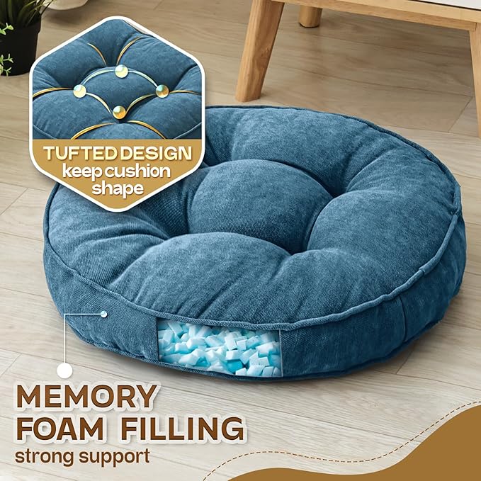 Floor Pillow Set of 2, Memory Foam Floor Cushions - Image 2