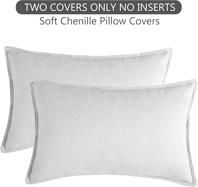 Stellhome Lumbar Chenille Throw Pillow Covers Set of 2 Super Soft Textured - Image 6