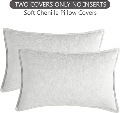 Stellhome Lumbar Chenille Throw Pillow Covers Set of 2 Super Soft Textured - Image 6