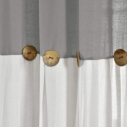 Lush Decor Linen Button Window Curtain Panel, Dark Gray & Off White - Image 3