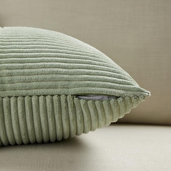 Fancy Homi 2 Packs Sage Green Decorative Throw Pillow Covers 18x18 Inch - Image 4