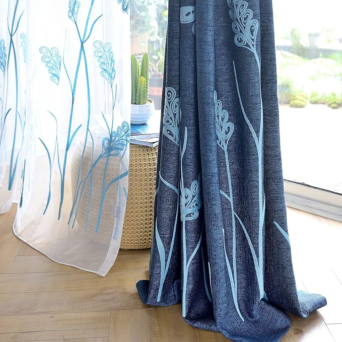 Melodieux Wheat Embroidery Linen Textured Curtain - Image 5