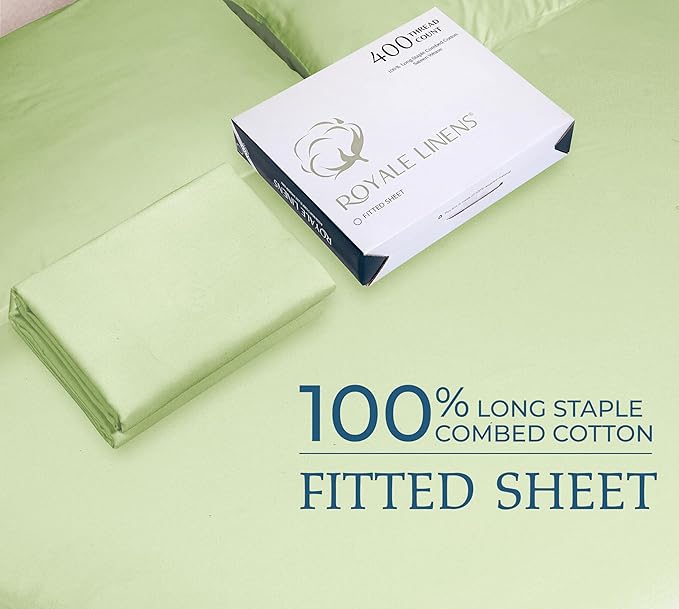 Royale Linens 400 Thread Count 100% American Grown Cotton Fitted Sheet Full Size - Image 9