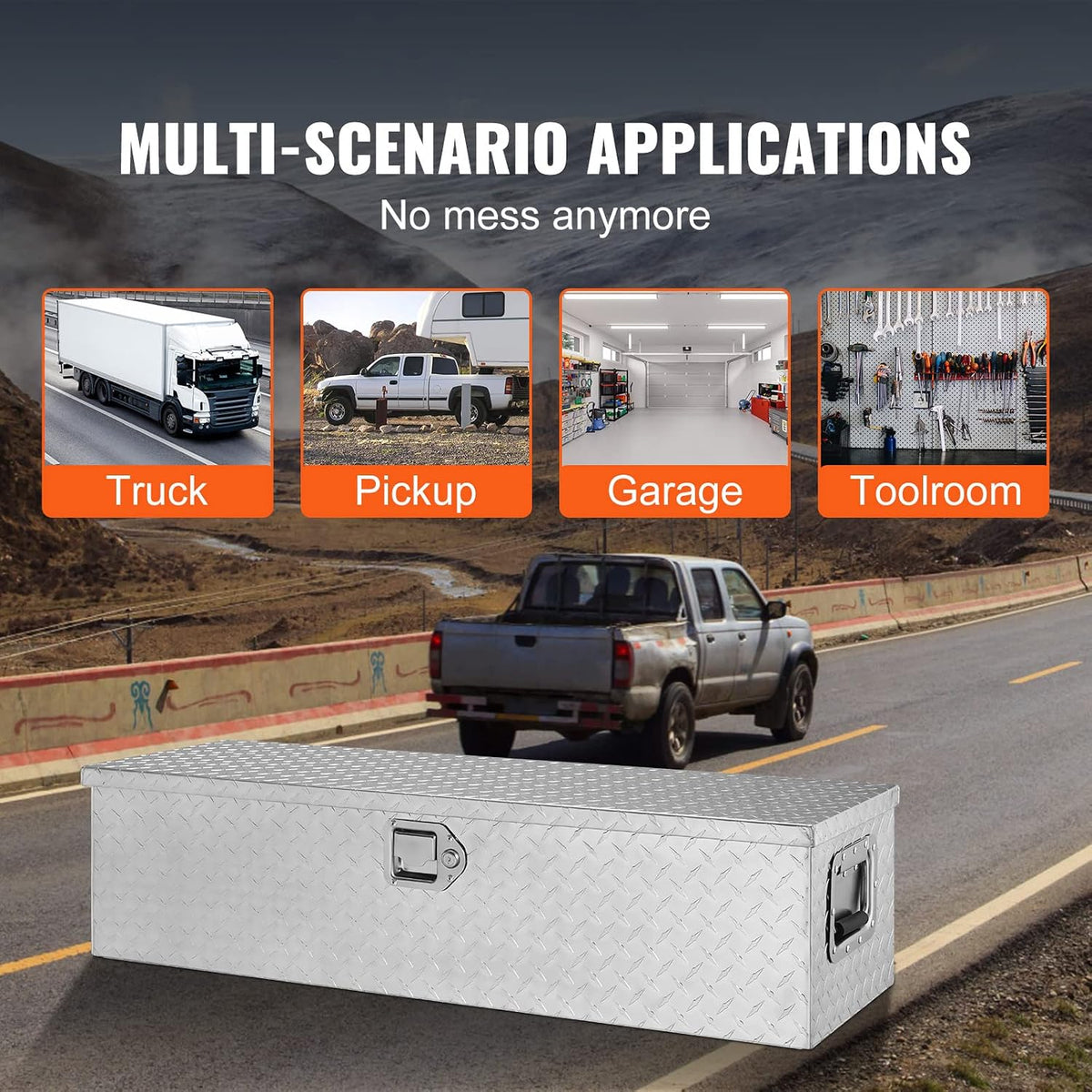 vevor heavy duty aluminum truck bed tool box, package contents