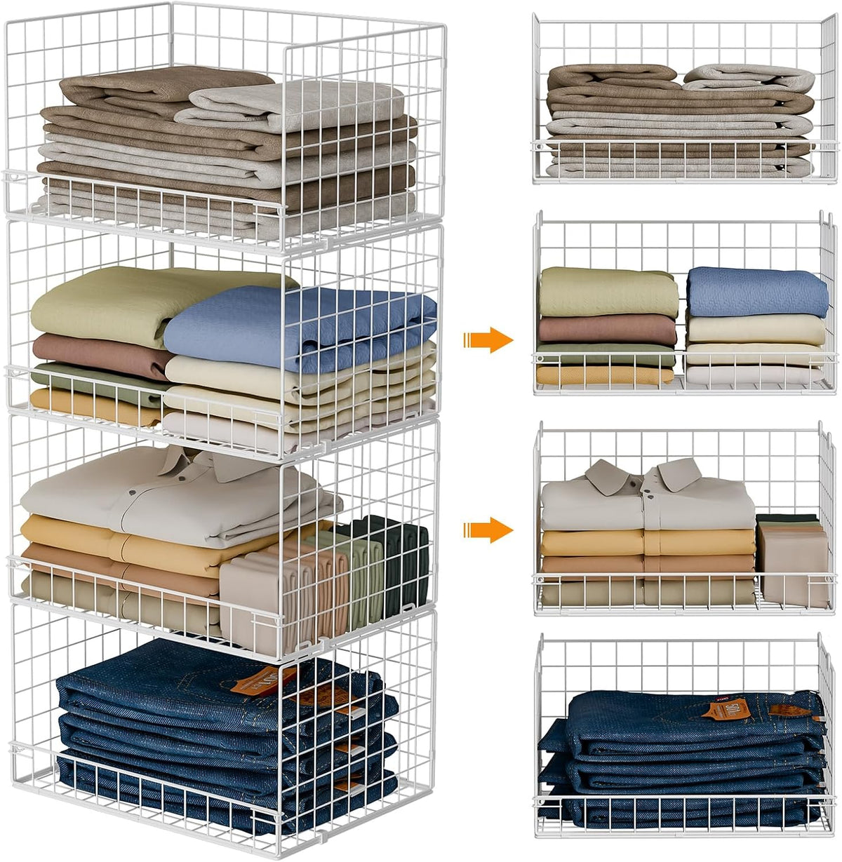 yociyoga 4-tier stackable closet organizers and storage basket, main product view
