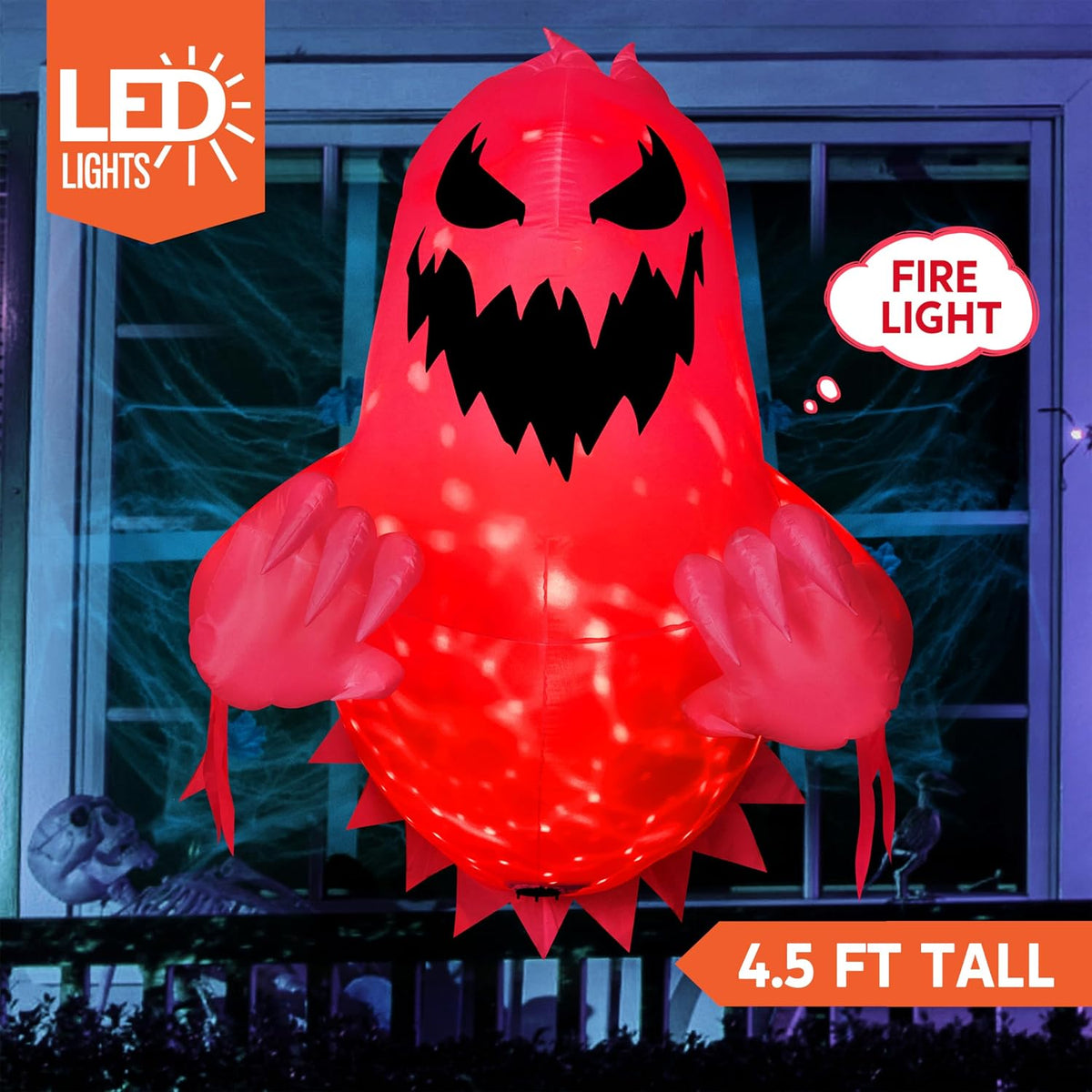 Joiedomi 4.5 FT Tall Halloween Inflatable Ghost Outdoor Decoration, Ghost Blow Up Yard Decorations with Rotating LED for Scary Halloween Decor, Window Decor