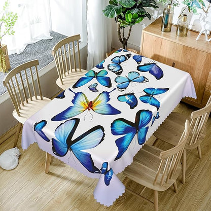 60x108inches Blue Butterfly Rectangle Tablecloth Natural Butterflies Light - Image 5