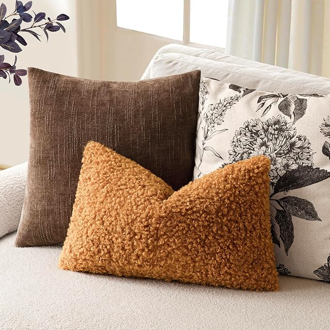 Foindtower Set of 2 Curly Teddy Wool Pillow Covers Decorative Boucle Textured - Image 5
