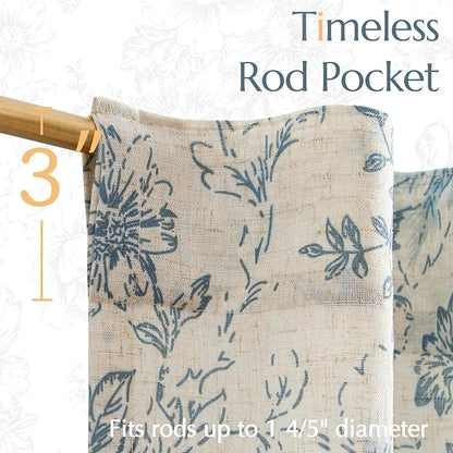 jinchan Linen Floral Tier Curtains 36 Inch Farmhouse Botanic Cafe Curtains - Image 6