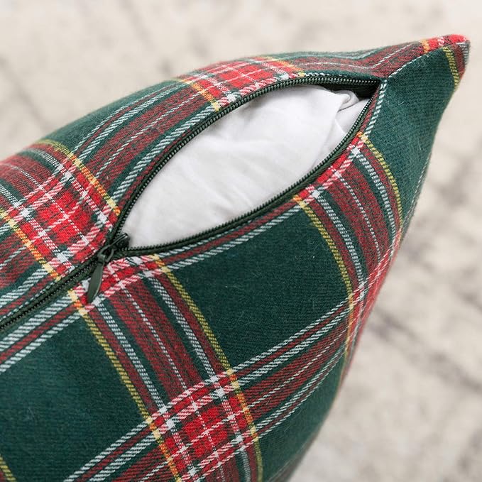 AQOTHES Pack of 2 Christmas Plaid Decorative Throw Pillow Covers Scottish - Image 6