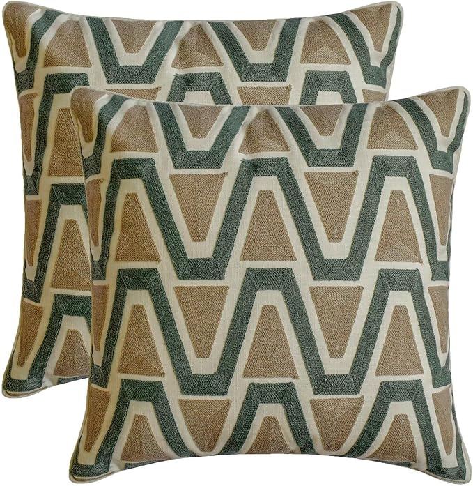 The HomeCentric Muted Green & Mocha Brown Bed Runner - Image 8