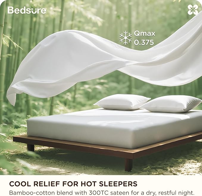 Bedsure Bamboo Rayon Cotton Sheets, Queen Sheet Set, GentleSoft, Breathable - Image 2