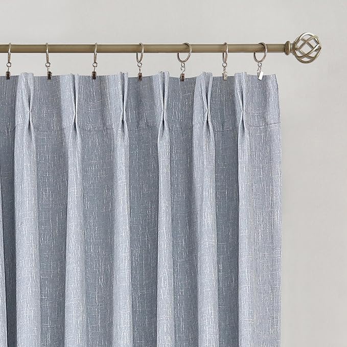 Vision Home Chambray Blue Pinch Pleated Full Blackout Curtains Room Darkening - Image 8