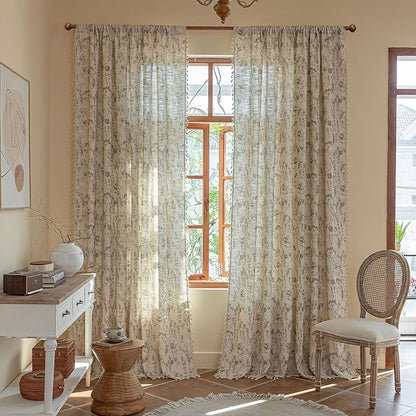ENJOYBRIDAL Floral 96 Inch Curtains Vintage 2 Panels Drapes Rod Pocket Semi - Image 2