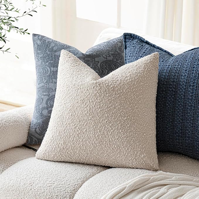 Foindtower Decorative Textured Boucle Throw Pillow Covers Accent Solid Pillow - Image 5