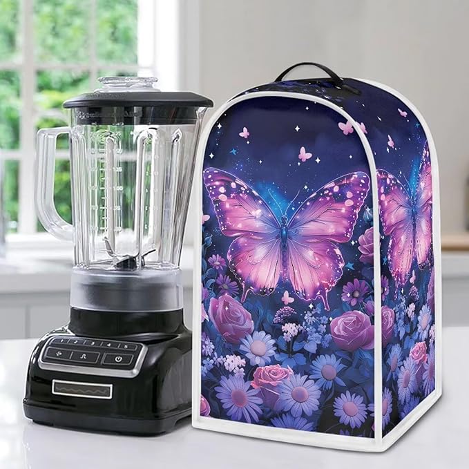 Talayituse Butterfly Rose Daisy Flower Print Blender Dust Cover, Fingerprint - Image 5