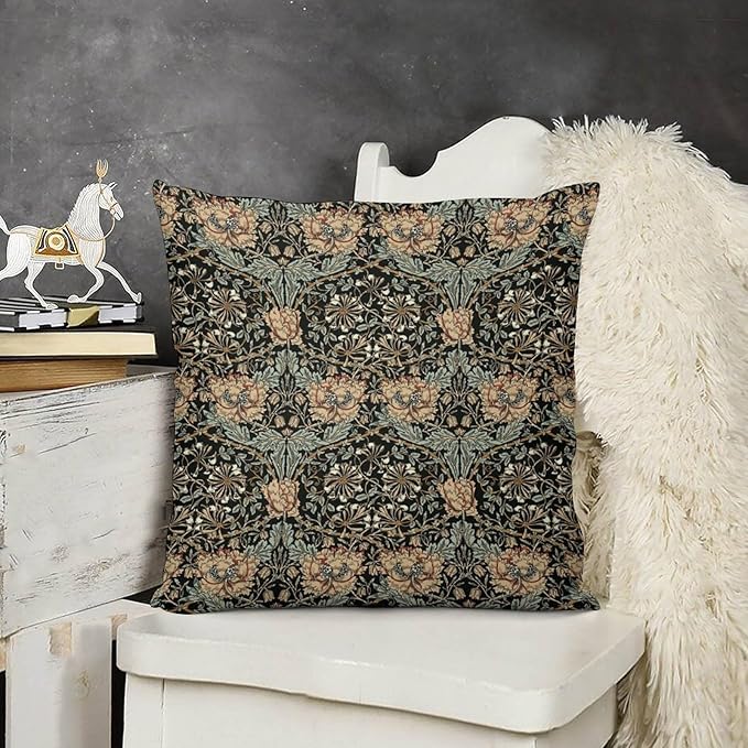 William Morris Floral Original Throw Pillow Covers Boho Chic Retro Floral Cozy - Image 3