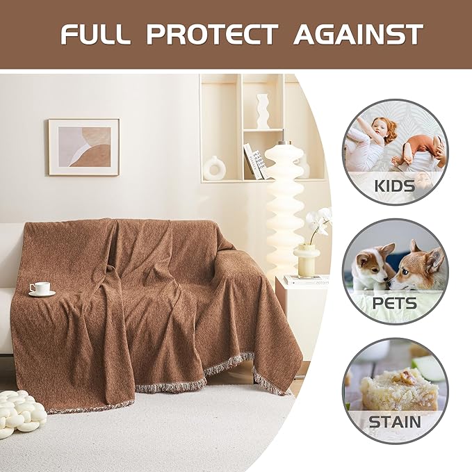 MEETSKY Couch Cover for Pets Sofa Cover for 3 Cushion Couch Sofa Oversized Sofa - Image 3