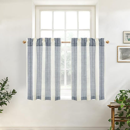 DriftAway Kitchen Curtains Striped Tier Linen Short Pinstripe Cafe Curtains 36 by DriftAway