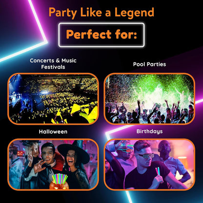 Glow Fever Glow Sticks 200pk Premium Glow in The Dark Light Up with Lanyards, for Party Supplies, Party Favors, Birthday, Halloween, Super Bright, Lasts Up to 12 hrs