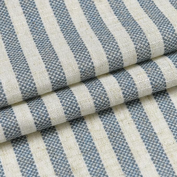 Vangao Stripe Farmhouse Kitchen Curtains 24 Inch Length Linen Cafe Curtains - Image 4