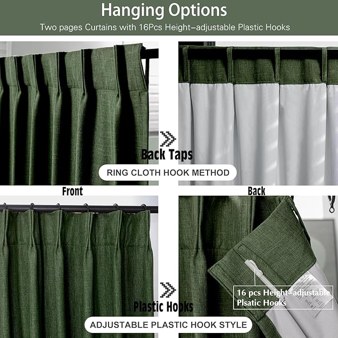 IVAPUPU Linen Pinch Pleated Blackout Curtains - Image 7