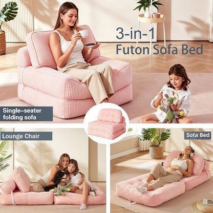 folding sofa bed, flannel futon couch bed with, close-up detail