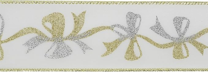 MEEDEE Gold and Silver Christmas Ribbon 2.5 Inch White Satin Ribbons - Image 7