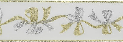 MEEDEE Gold and Silver Christmas Ribbon 2.5 Inch White Satin Ribbons - Image 7