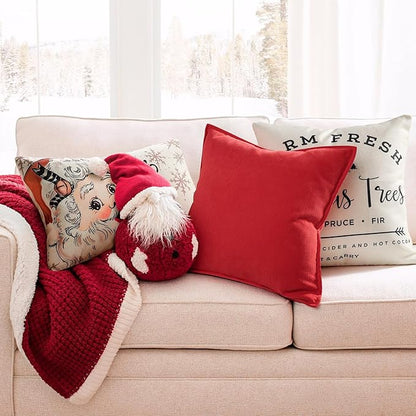 ZWJD Christmas Pillow Covers 24x24 Set of 2 Chenille Throw Red Cushion Covers - Image 2
