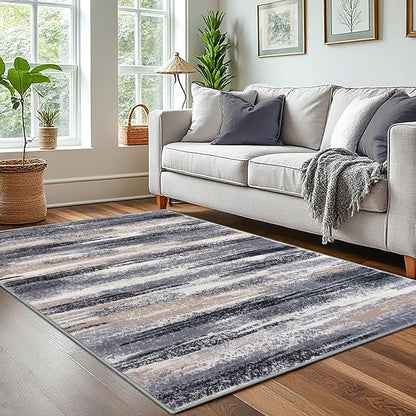 Modern Abstract 4x6 Living Room Washable Rug Non-Slip Soft Bedroom Area Rug by lansny