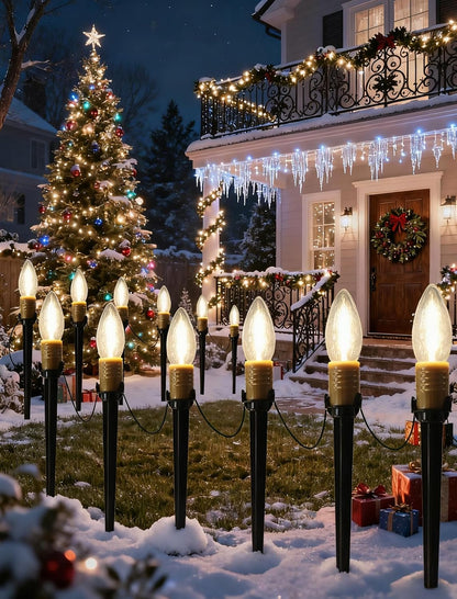 38.5ft christmas pathway lights outdoor, 25pk led c26 showing dimensions