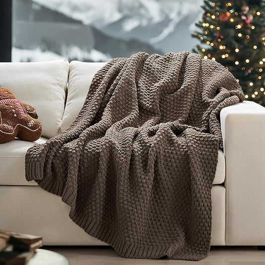 EVERGRACEHOME Chunky Chenille Knit Throw Blanket by EVERGRACEHOME