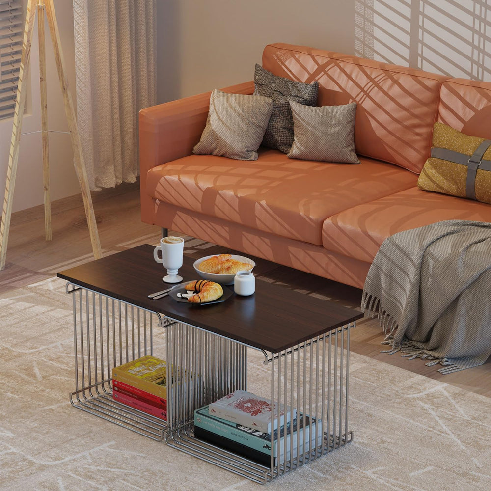 Square Geometry Retro Side Table Prime-Stainless Steel Linear Metal End Table...