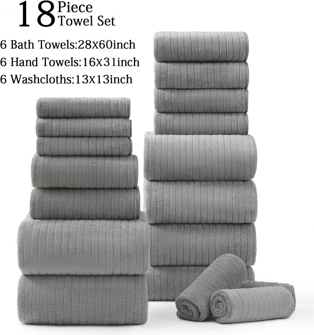 hailea 18 piece family bath towel set include, view 9