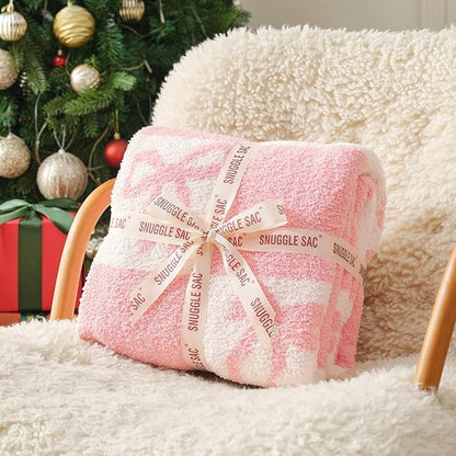 Snuggle Sac Bow Throw Blanket for Couch Microfiber Fluffy Warm Cozy Fuzzy - Image 5