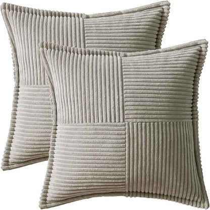 MIULEE Light Grey Corduroy Decorative Euro Sham Pillow Covers 24x24 Inch - Image 6