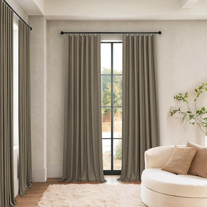 Brown Room Darkening Curtains 96 Inch Long - Image 2