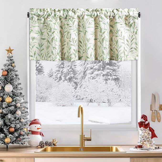 Leeva Willow Leaves Printed Curtains Valance by Leeva