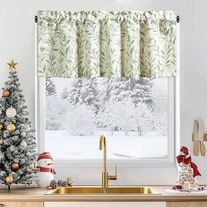 Leeva Willow Leaves Printed Curtains Valance by Leeva