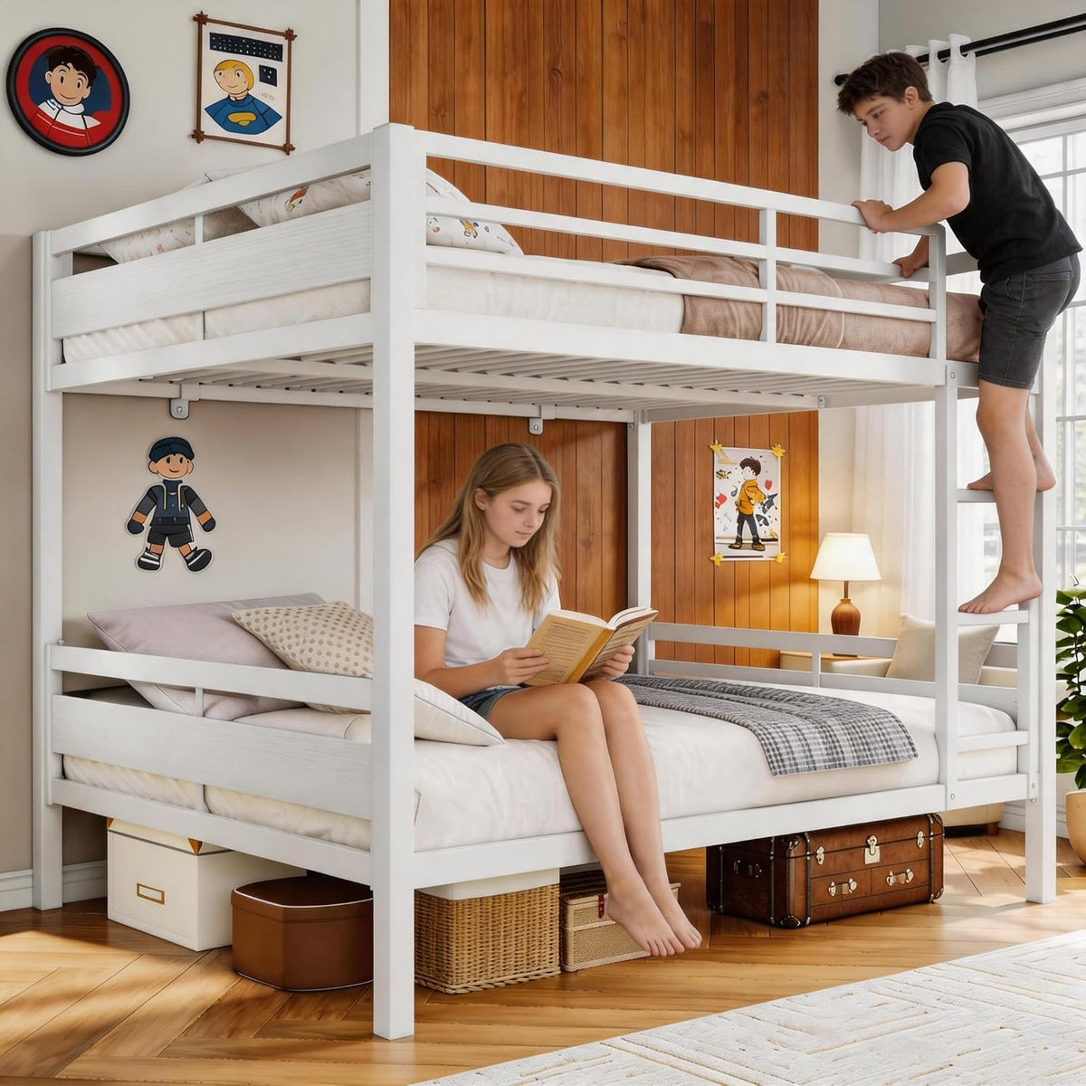 galnfu metal bunk bed full over full, heavy, close-up detail
